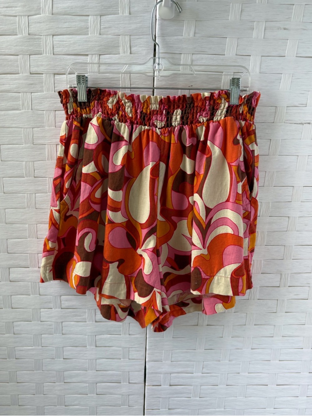 Ava & Viv XXL Linen Blend‎ Geometric Design Shorts Pockets Beach Cruise Summer